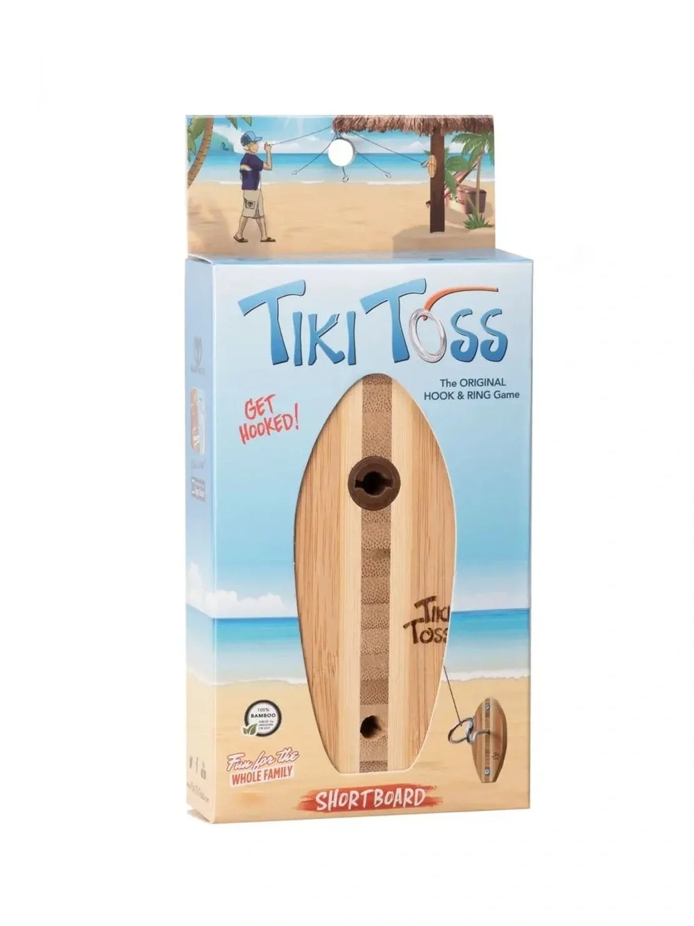 Shortboard Tiki Toss Hook & Ring Game - Natural Wood
